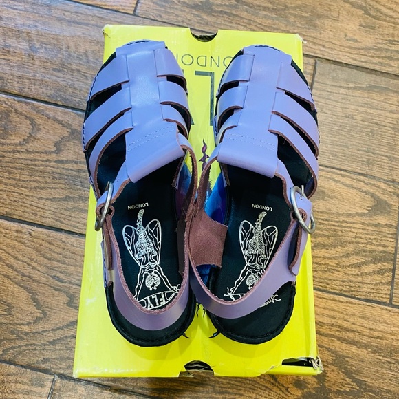 Fly London Purple Leather 90s Platform Sandals - Picture 7 of 15